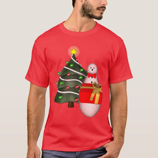 Weihnachtsbaum Snowman Holiday Niedlich T-Shirt (Vorderseite)