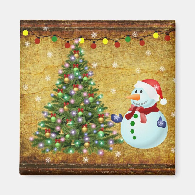 Weihnachtsbaum Snowman Magnet (Vorne)