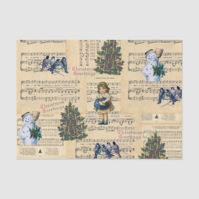 Weihnachtsbaum Snowman Music Tissue Paper Seidenpapier (Vorderseite)
