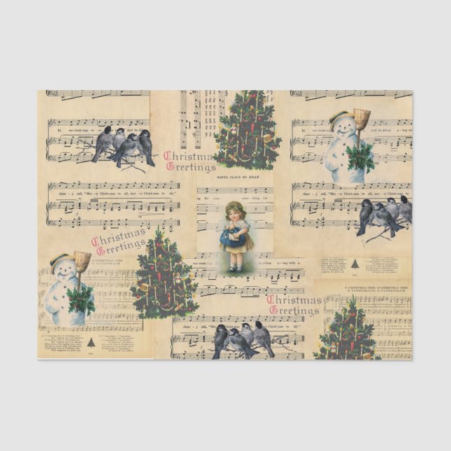 Weihnachtsbaum Snowman Music Tissue Paper Seidenpapier (Vorderseite)
