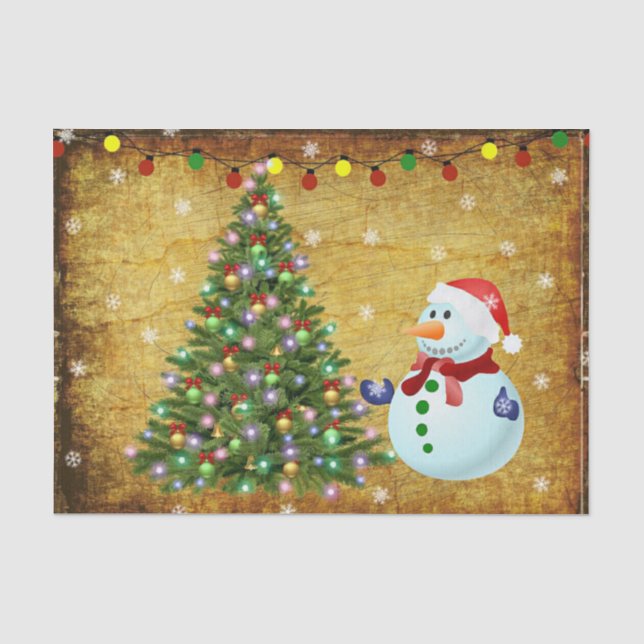 Weihnachtsbaum Snowman Seidenpapier (Vorderseite)