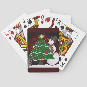 Weihnachtsbaum Snowman Überraschung Kunst drucken Spielkarten