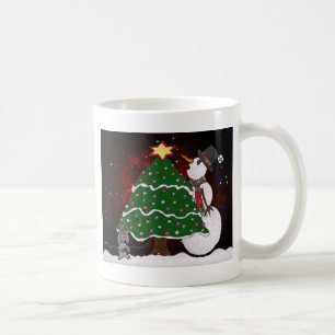 Weihnachtsbaum Snowman Überraschung Kunst drucken Tasse
