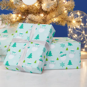 Weihnachtsbaum Snowmen Schneeflocken Moderne Weihn Geschenkpapier