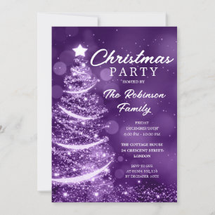 Weihnachtsbaum Sparkle Lila Party Einladung