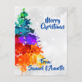 Weihnachtsbaum, Spritzer Paint, Primärfarben Feiertagspostkarte