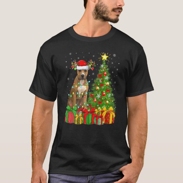 Weihnachtsbaum Staffordshire Bull Terrier Dog T-Shirt (Vorderseite)