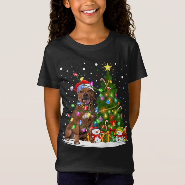 Weihnachtsbaum Staffordshire Bull Terrier Dog T-Shirt (Vorderseite)