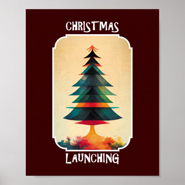 Weihnachtsbaum startet | Weihnachtskünstlerisches  Poster (Vorne)