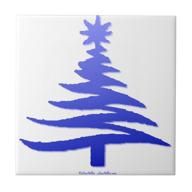 Weihnachtsbaum Stencil Cobalt Blue Fliese (Vorderseite)