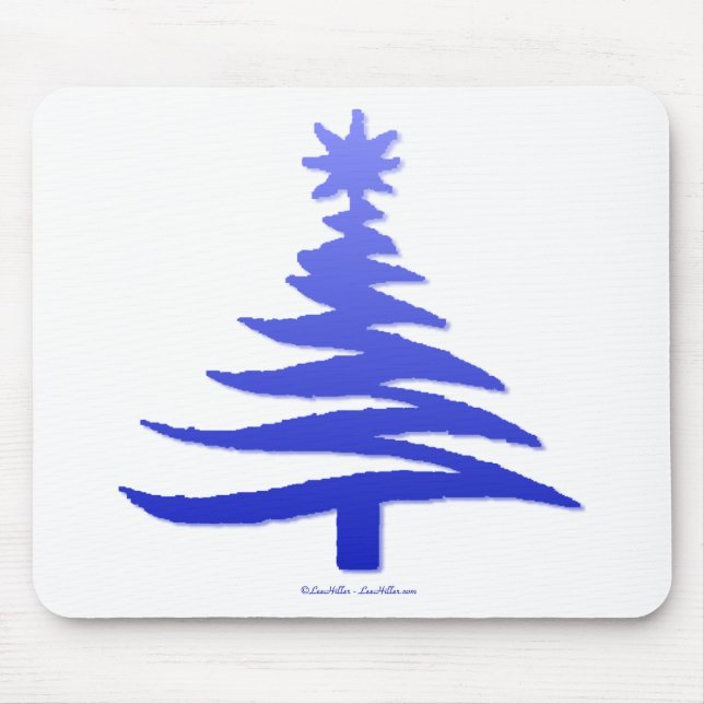 Weihnachtsbaum Stencil Cobalt Blue Mousepad (Vorne)