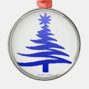 Weihnachtsbaum Stencil Cobalt Blue Silbernes Ornament