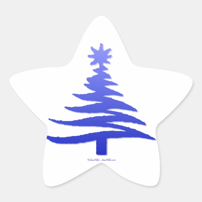 Weihnachtsbaum Stencil Cobalt Blue Stern-Aufkleber (Vorderseite)