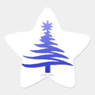 Weihnachtsbaum Stencil Cobalt Blue Stern-Aufkleber