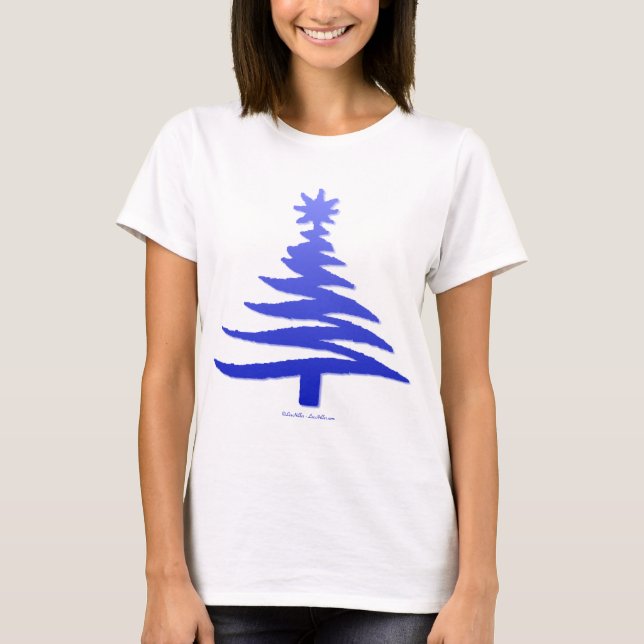 Weihnachtsbaum Stencil Cobalt Blue T-Shirt (Vorderseite)