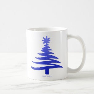 Weihnachtsbaum Stencil Cobalt Blue Tasse