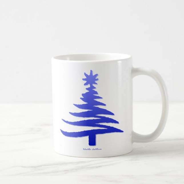 Weihnachtsbaum Stencil Cobalt Blue Tasse (Rechts)
