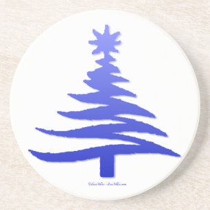 Weihnachtsbaum Stencil Cobalt Blue Untersetzer