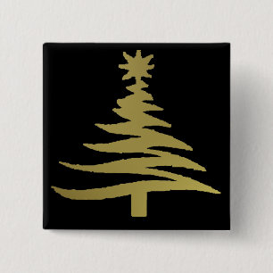 Weihnachtsbaum Stencil Gold Button