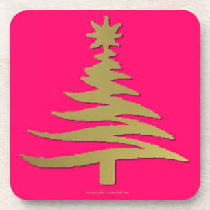 Weihnachtsbaum Stencil Gold Getränkeuntersetzer