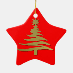 Weihnachtsbaum Stencil Gold Keramik Ornament