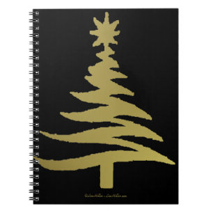 Weihnachtsbaum Stencil Gold Notizblock