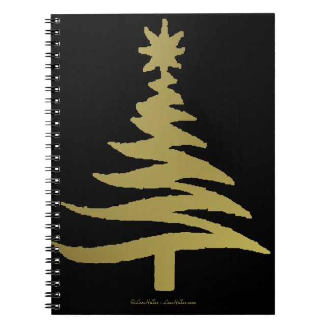 Weihnachtsbaum Stencil Gold Notizblock (Vorderseite)