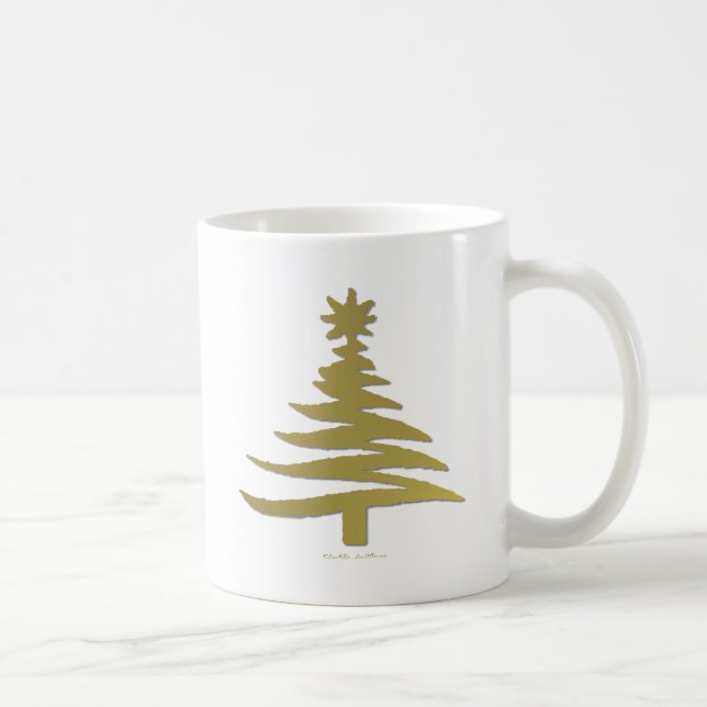 Weihnachtsbaum Stencil Gold Tasse (Rechts)