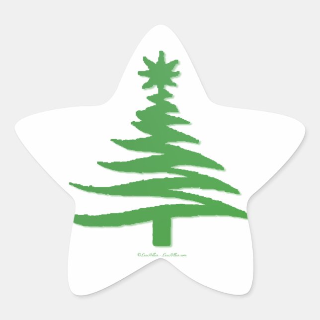 Weihnachtsbaum Stencil Green Stern-Aufkleber (Vorderseite)