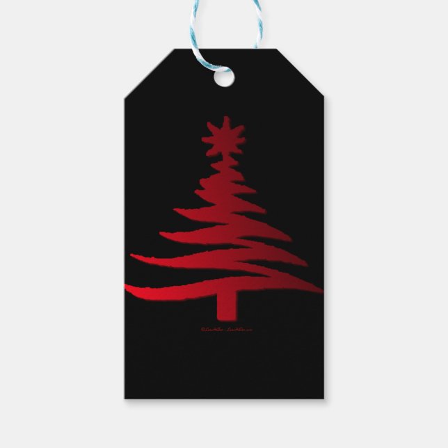 Weihnachtsbaum Stencil Red auf Black Geschenkanhänger (Vorderseite)