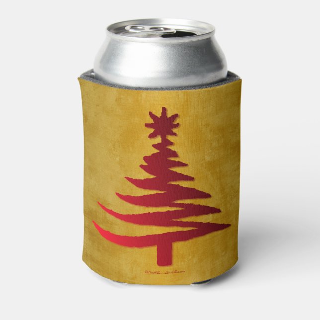 Weihnachtsbaum Stencil Red auf Gold Dosenkühler (Kanne Rückseite)