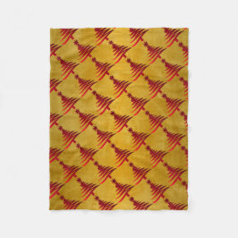 Weihnachtsbaum Stencil Red auf Gold Fleecedecke