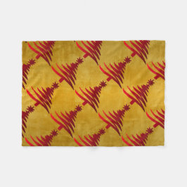 Weihnachtsbaum Stencil Red auf Gold Fleecedecke