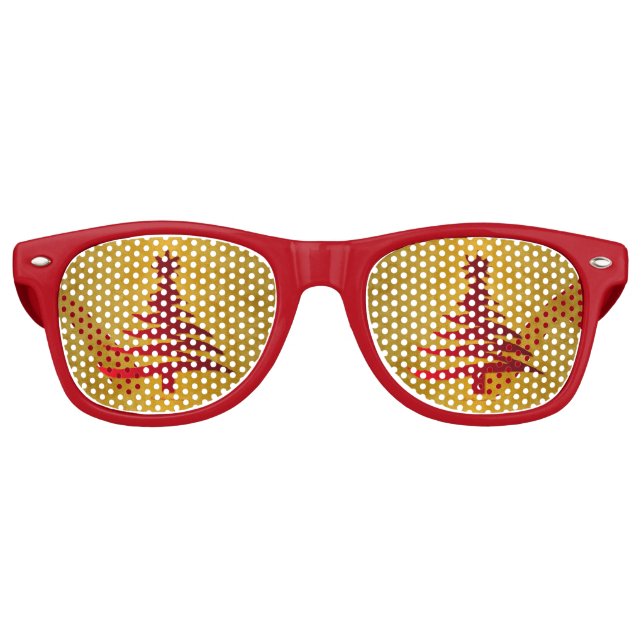 Weihnachtsbaum Stencil Red auf Gold Sonnenbrille (Vorderseite)