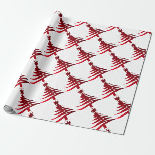 Weihnachtsbaum Stencil Red auf White Geschenkpapier