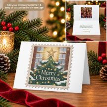 Weihnachtsbaum & Stern Briefmarken-Weihnachtskarte
