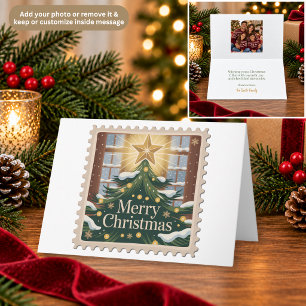 Weihnachtsbaum & Stern Briefmarken-Weihnachtskarte Dankeskarte