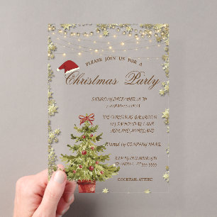 Weihnachtsbaum, Sterne Weihnachtsfirmenparty Acryleinladungen