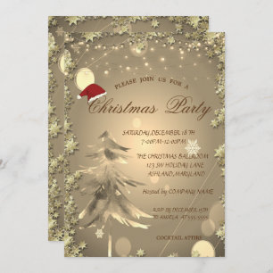 Weihnachtsbaum, Sterne, Weihnachtsmannmütze Weihna Einladung