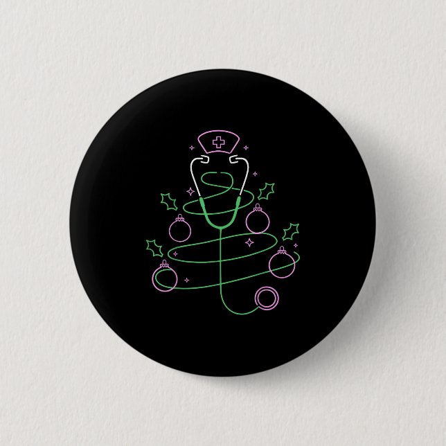 Weihnachtsbaum Stethoscope Nurse Weihnachten Button (Vorderseite)