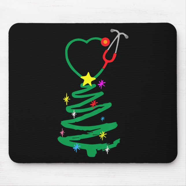 Weihnachtsbaum Stethoscope Nurses Xmas Scrub Mousepad (Vorne)
