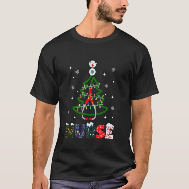 Weihnachtsbaum Stethoscope Nursing Xmas Orna T-Shirt (Vorderseite)