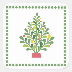 Weihnachtsbaum-Sticker Quadratischer Aufkleber