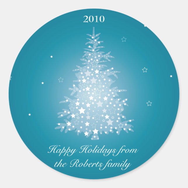Weihnachtsbaum-Sticker schimmern Runder Aufkleber (Vorderseite)