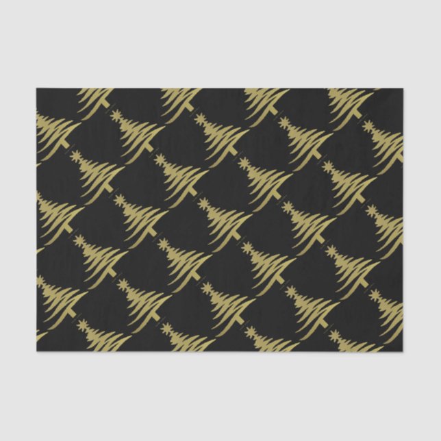 Weihnachtsbaum Stift Gold auf schwarz Seidenpapier (Vorderseite)