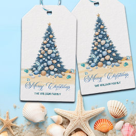 Weihnachtsbaum Strand Frohe Weihnachten Geschenkanhänger