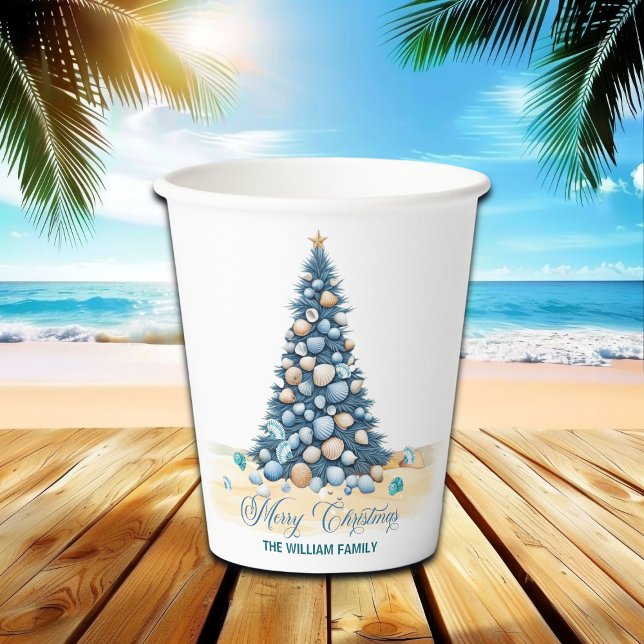 Weihnachtsbaum Strand Frohe Weihnachten Pappbecher (Von Creator hochgeladen)