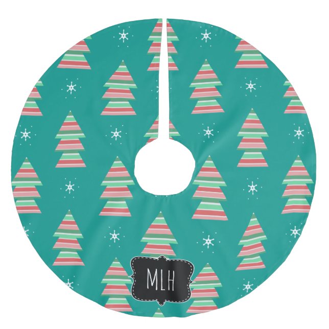 Weihnachtsbaum Streifen Schneeflocken Familie Ursp Polyester Weihnachtsbaumdecke (Vorderseite)