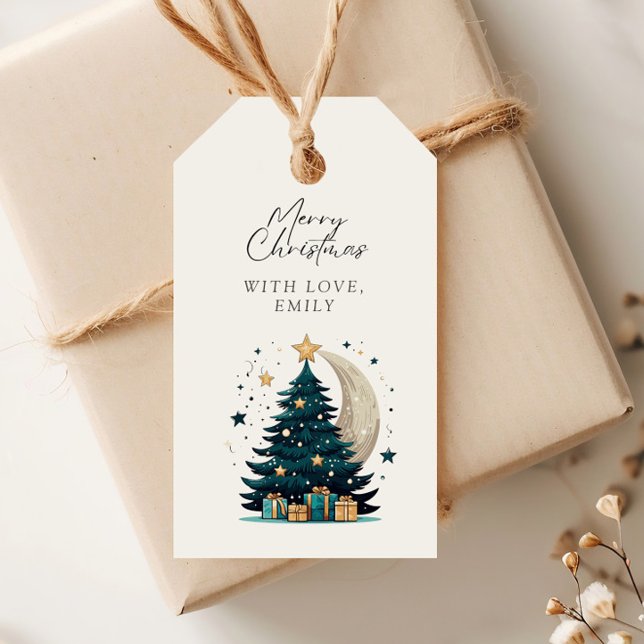 Weihnachtsbaum streift den Mond Geschenkanhänger (Von Creator hochgeladen)