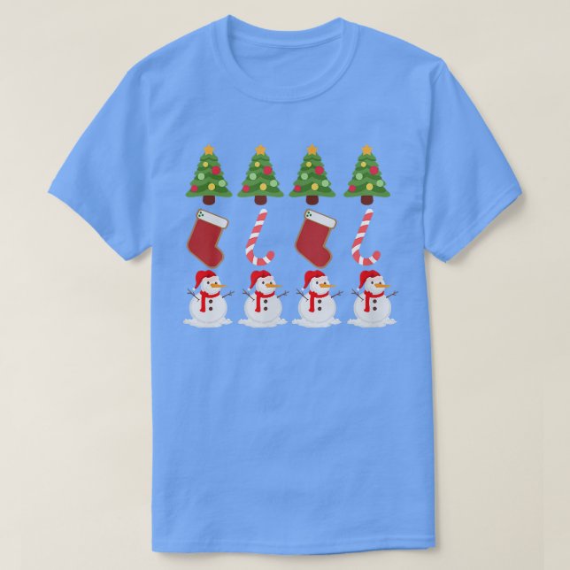 Weihnachtsbaum Stuffers Candy Canes Snowman Printe T-Shirt (Design vorne)